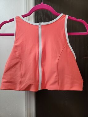 Old Navy Coral Pink High Neck Zip Up Swim Top